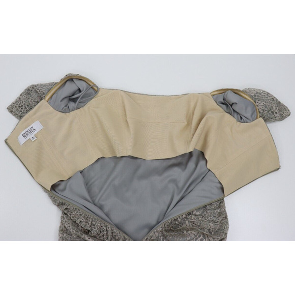 Badgley Mischka Lace Gown Silver Off the Shoulder Dress Size 8 Retail $660 - Picture 13 of 16